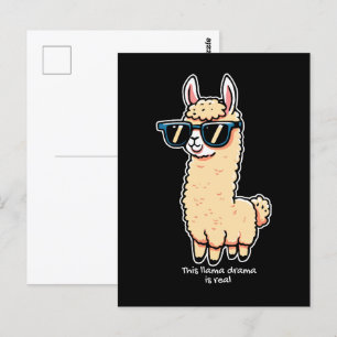 This Llama Drama Is Real quirky pose in sunglasses Postcard