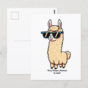 This Llama Drama Is Real quirky pose in sunglasses Postcard