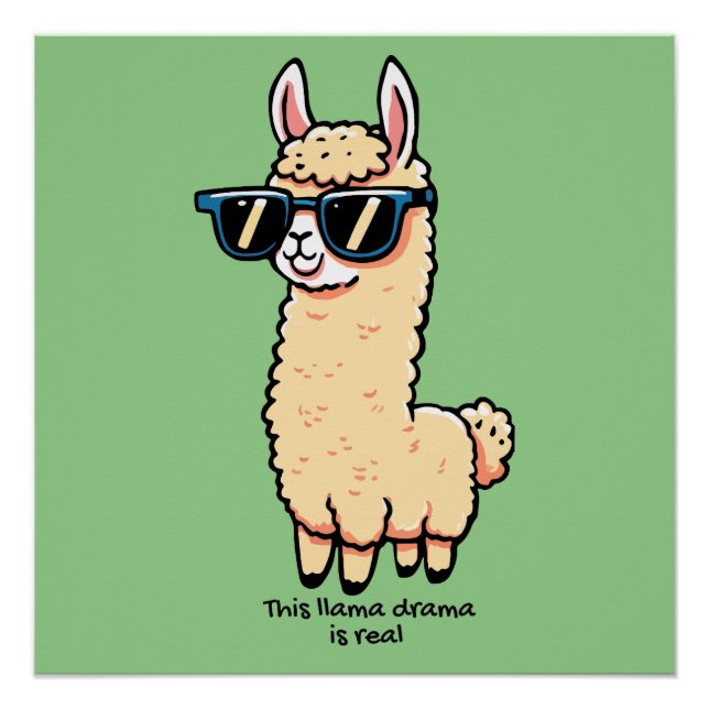 This Llama Drama Is Real quirky pose in sunglasses Poster (Front)