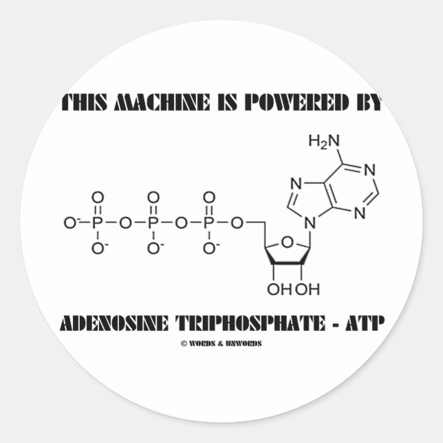 This Machine Is Powered By Adenosine Triphosphate Classic Round Sticker (Front)