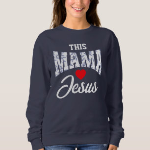 THIS MAMA LOVES JESUS Toile Chinoiserie Christian  Sweatshirt