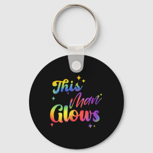 This Man Glows Happy Father's Day Tie Dye Dad Colo Keychain