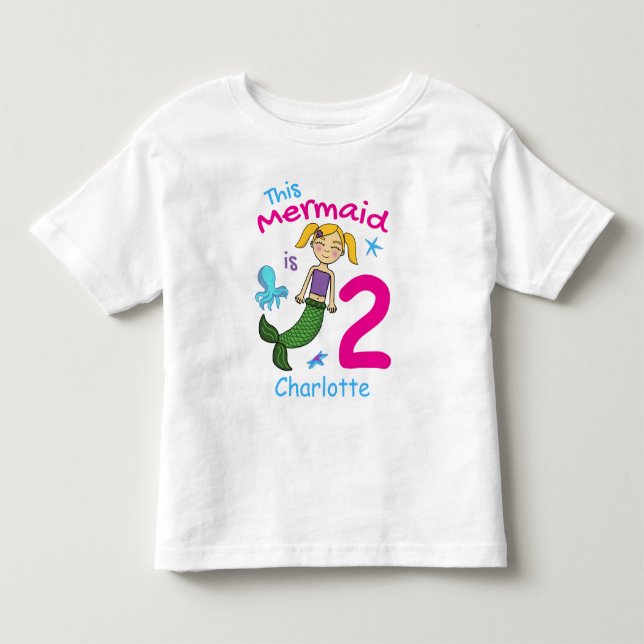 This Mermaid Is 2 Editable Name T-Shirt (Front)