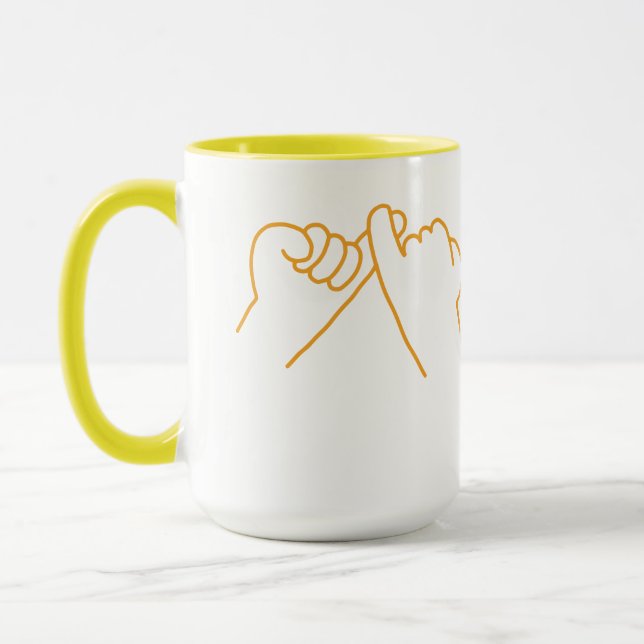 This minimalist "Pinky Promise" design symbolizes  Mug (Left)