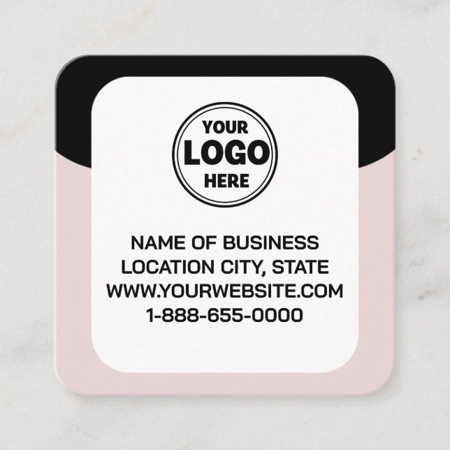 This modern and sleek black | Logo and QR Code Square Business Card (Front)
