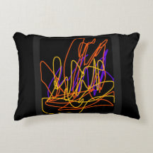 This modern pillow has a colourful neon design 