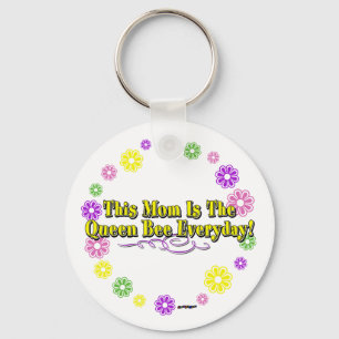 This Mom Is The Queen Bee Everyday Type FlowerRing Keychain