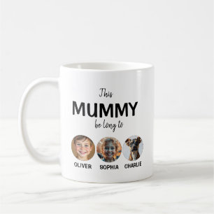 This Mom Mummy Belongs To, Kids Face 3 Photos Coffee Mug