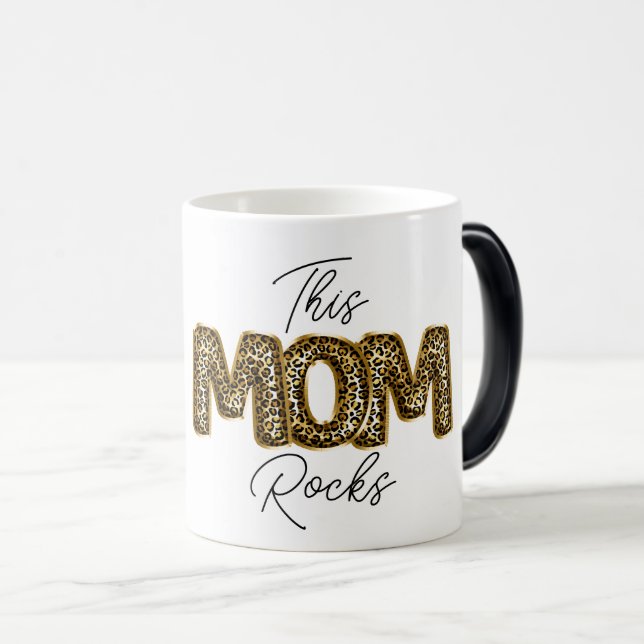 THIS MOM ROCKS Leopard Print Chic Mothers Day Magic Mug (Front Right)