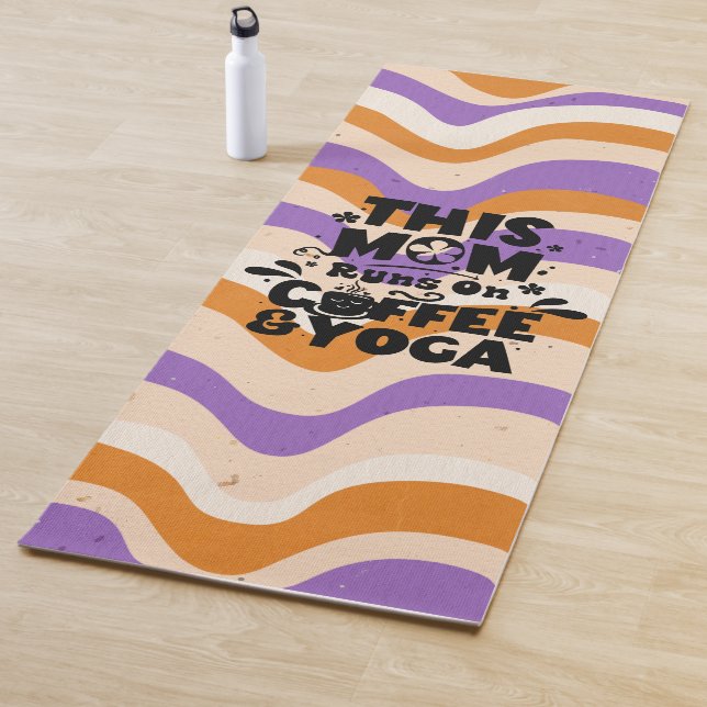 This Mom Runs On Coffee & Yoga Retro Wavy Pattern Mat (In Situ)