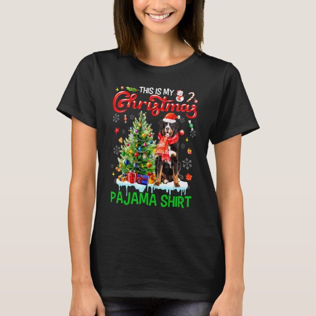 This My Christmas Pajama   Bernese Mountain Santa  T-Shirt (Front)