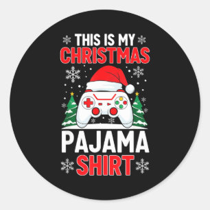 This My Christmas Pajama Shirt Gaming Xmas Men Boy Classic Round Sticker
