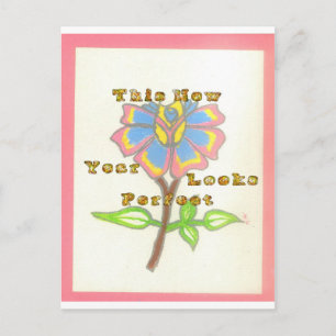 This New Year Looks Perfect Floral Text Art Print Postcard