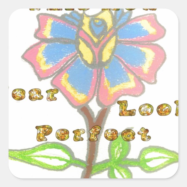 This New Year Looks Perfect Floral Text Art Print Square Sticker (Front)