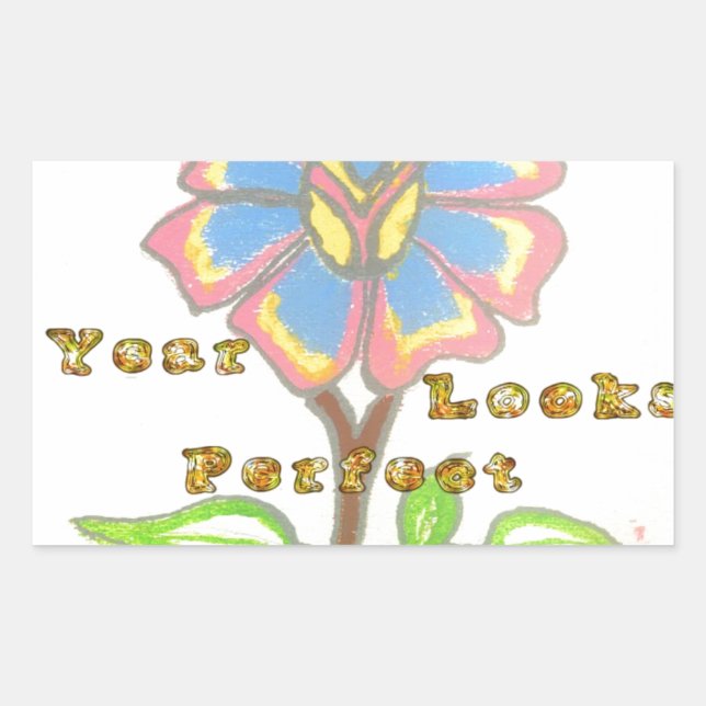 This New Year Looks Perfect Floral Text Art Print Sticker (Front)