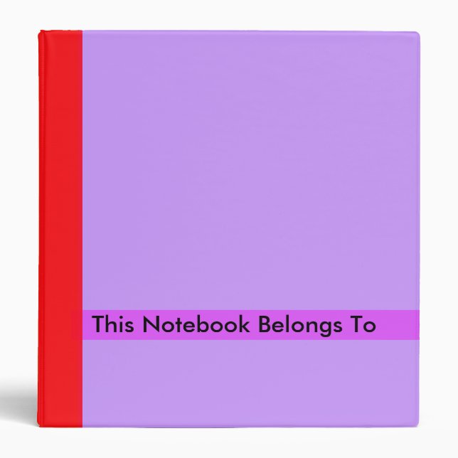 This Notebook Belongs To - Purple Strip Small Binder (Front)