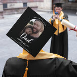 This One Is For You Dad Graduation Cap Topper<br><div class="desc">Looking for a heartfelt way to honour a loved one who wasn't able to witness your graduation? Look no further than this elegant memorial graduation cap topper. Featuring a cherished photo and customizable text that reads "THIS ONE IS FOR YOU, DAD" this modern topper is a touching tribute. Personalize it...</div>