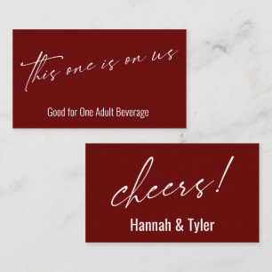 This One is On Us Burgundy Drink Ticket Enclosure Card