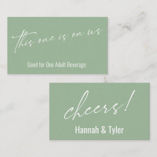 This One is On Us Sage Green Drink Ticket Enclosure Card