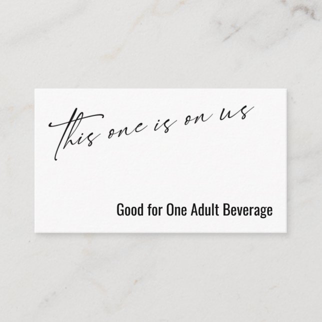 This One is On Us Typography Drink Ticket Enclosure Card (Front)
