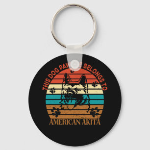 This Pawdre Belongs to America Akita Dog Dad Funny Keychain