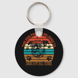 This Pawdre Belongs to American Pit Bull Dog Dad Keychain