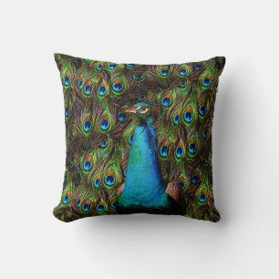 This peacock is watching you! throw pillow