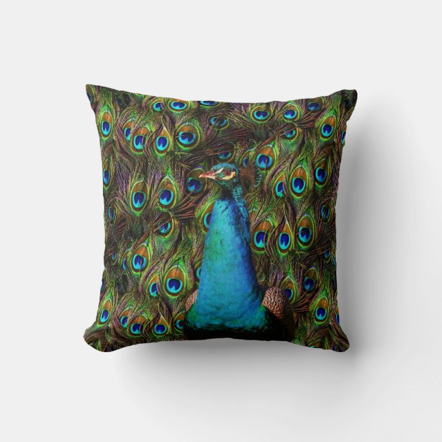 This peacock is watching you! throw pillow (Front)