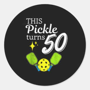 This pickle turns 50 pickleball 50th birthday  classic round sticker