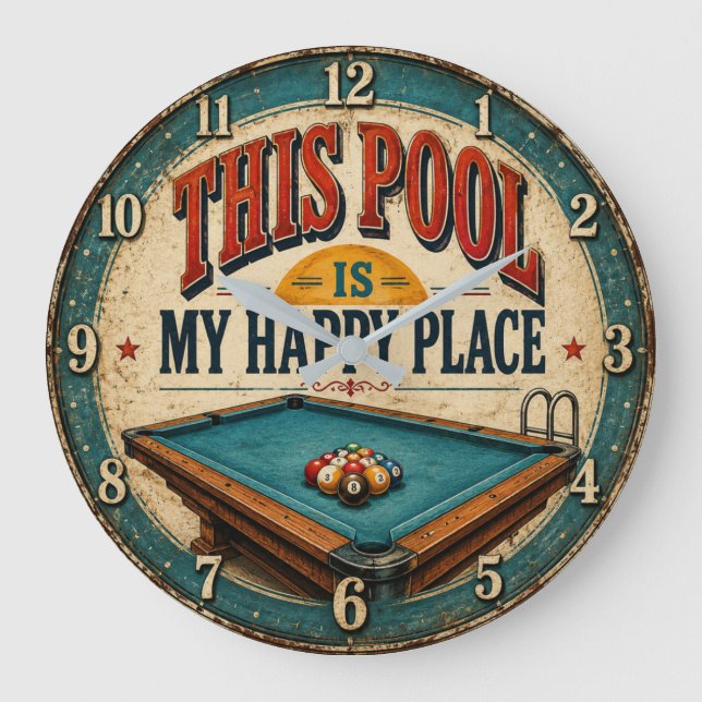 This Pool Is My Happy Place  Large Clock (Front)