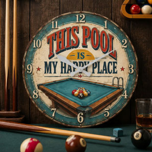 This Pool Is My Happy Place  Large Clock