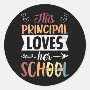 This Principal Loves Her School Teacher Funny Prin Classic Round Sticker