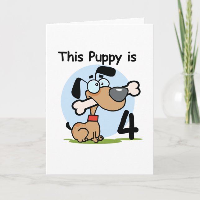 This Puppy 4th Birthday Tshirts and Gifts Card (Front)