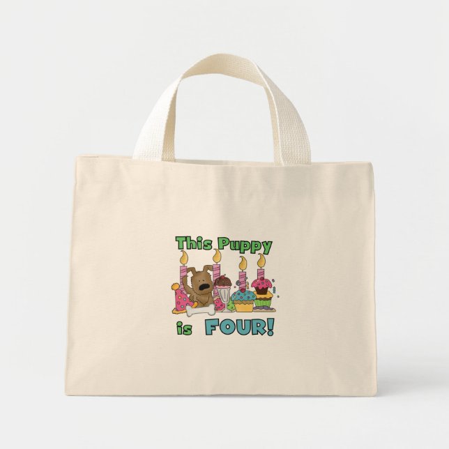 This Puppy is Four Tshirts and Gifts Mini Tote Bag (Front)