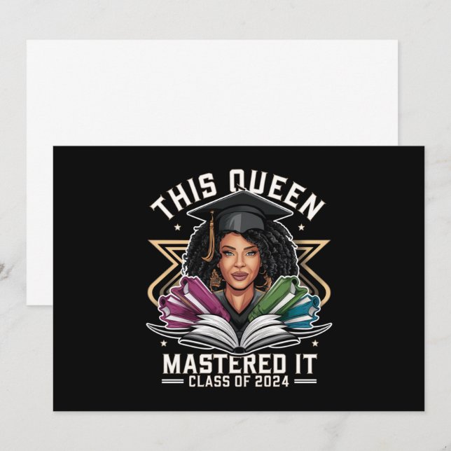 This Queen Mastered it Class of 2024 Graduation Invitation (Front/Back)