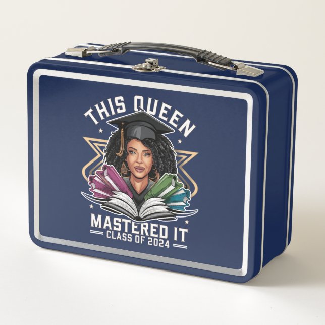 This Queen Mastered it Class of 2024 Graduation Metal Lunch Box (Front)