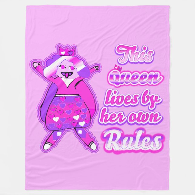 This queen never follow the rules pink fleece blanket (Front)