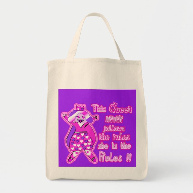 This queen never follows the rules purple tote bag (Front)