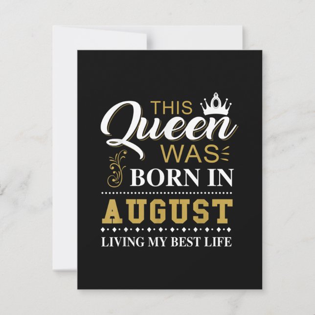 This Queen Was Born In August Birthday Gift Invitation (Front)