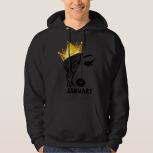 This Queen Was Born In January Woman Face Wink Eye Hoodie