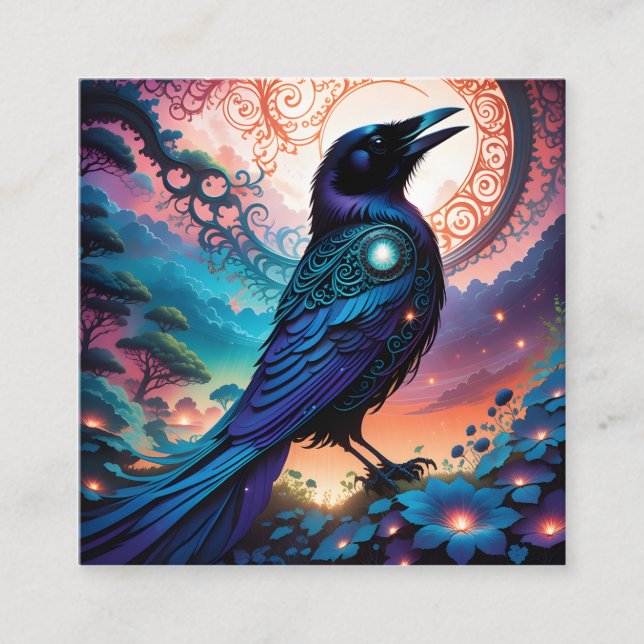 This raven silhouette illustration is simply gorge square business card (Front)