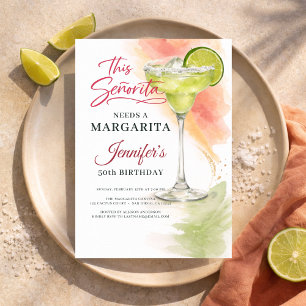 This Señorita Needs a Margarita 50th Fiesta Invitation