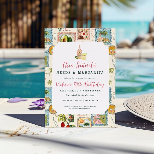 This Señorita Needs a Margarita | Mexican Fiesta  Invitation (Creator Uploaded)