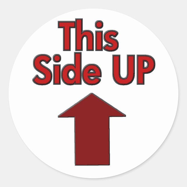 This Side Up Classic Round Sticker (Front)