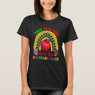 This Teacher Loves 2nd Grade Class Pencil Rainbow T-Shirt