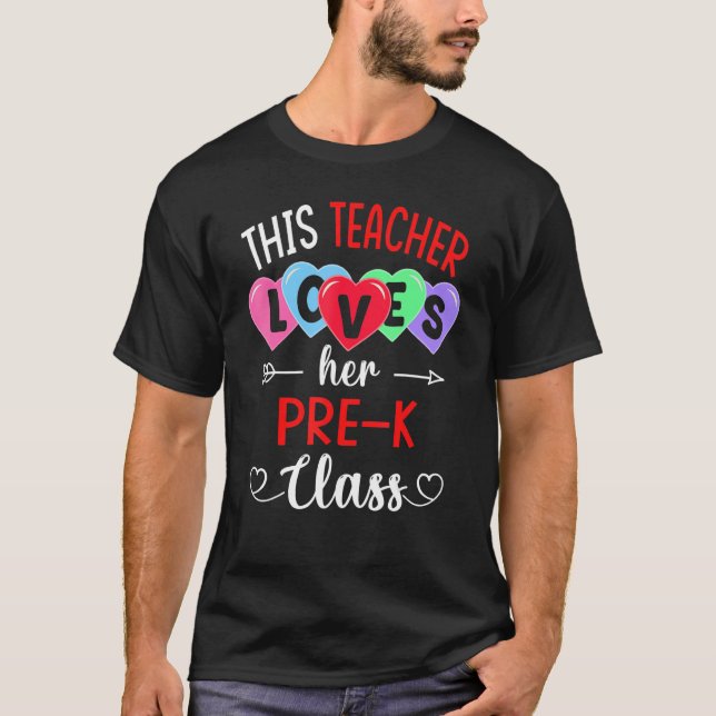 THIS TEACHER LOVES HER PRE-K CLASS Shirts Valentin (Front)