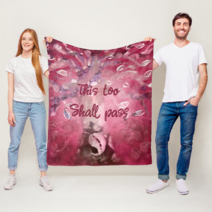 This Too Shall Pass Abstract Tree Leaves Pink  Fleece Blanket