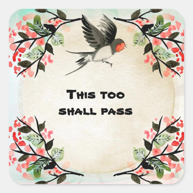 This Too Shall Pass Inspirational Square Sticker (Front)