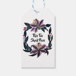 "This Too Shall Pass" Watercolor Lily Wreath Gift Tags