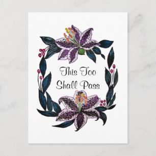 "This Too Shall Pass" Watercolor Lily Wreath Postcard